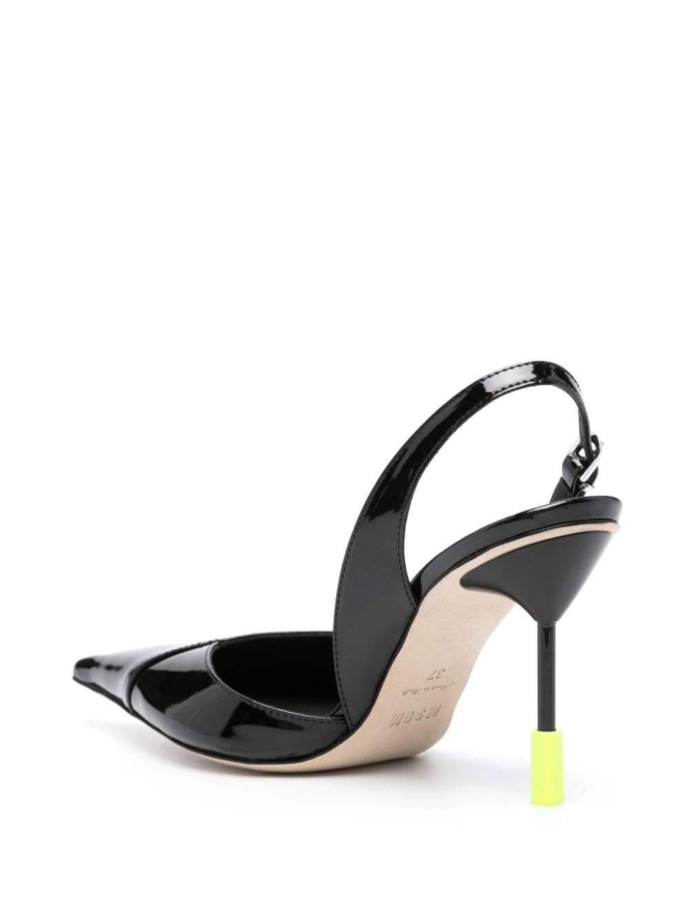 heel-appliquÃ© 95mm leather slingback pumps - 3