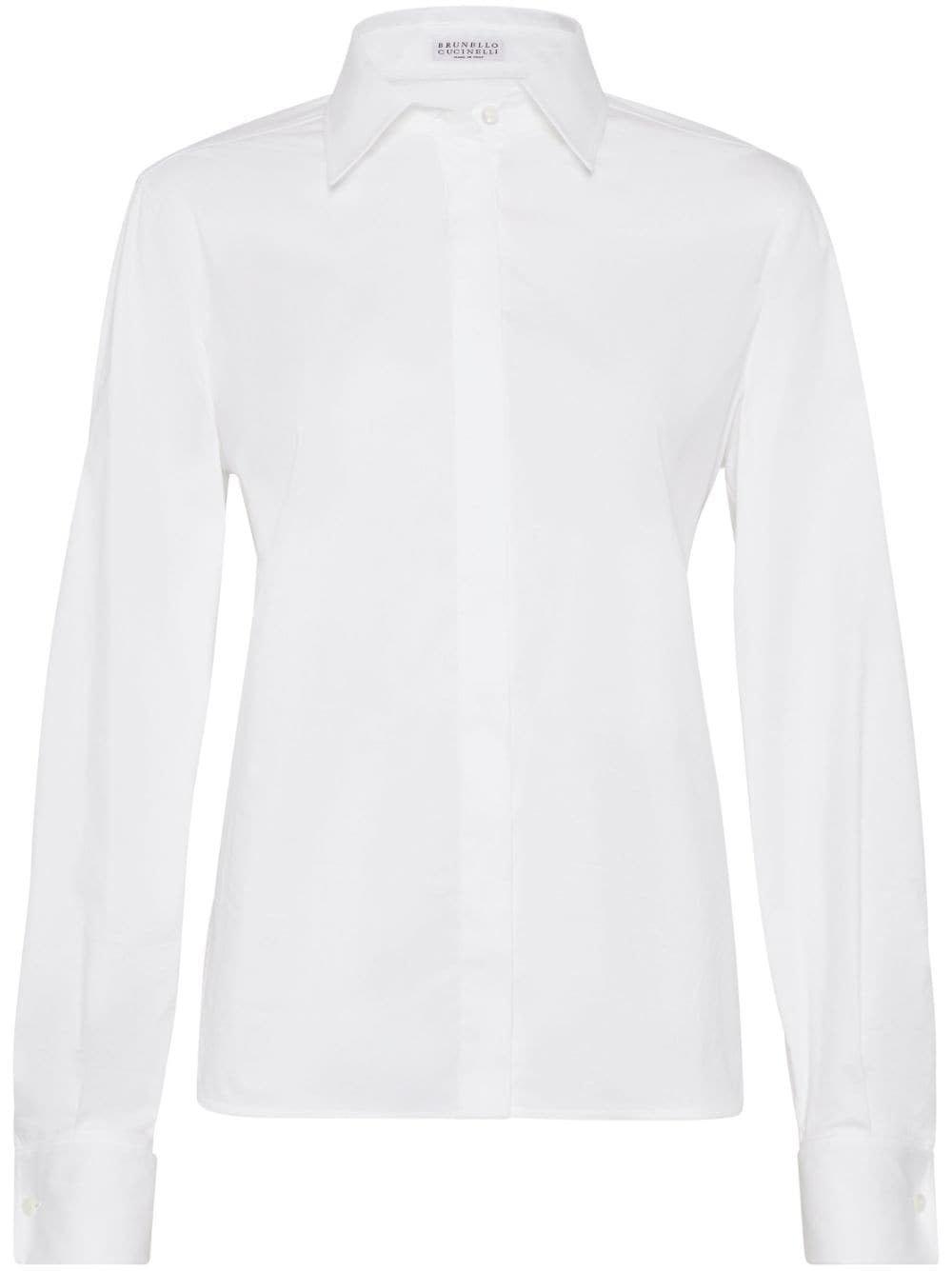 Monili-trim concealed-fastening shirt - 1