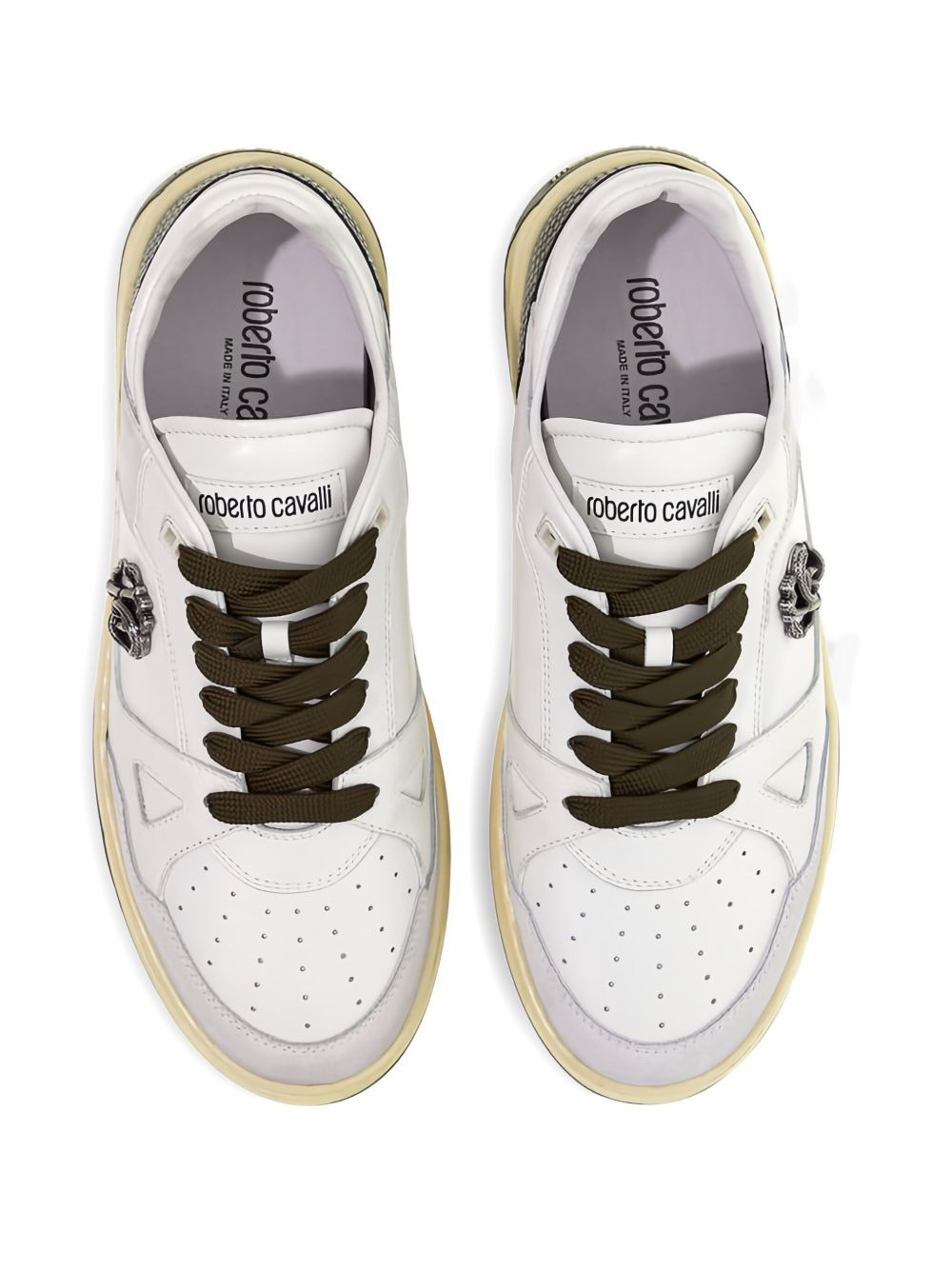 logo-plaque leather sneakers - 3