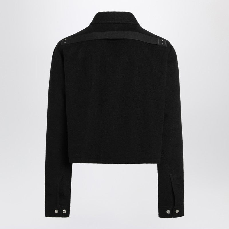 Rick Owens Black Wool Cropped Jacket With Zip Men - 2