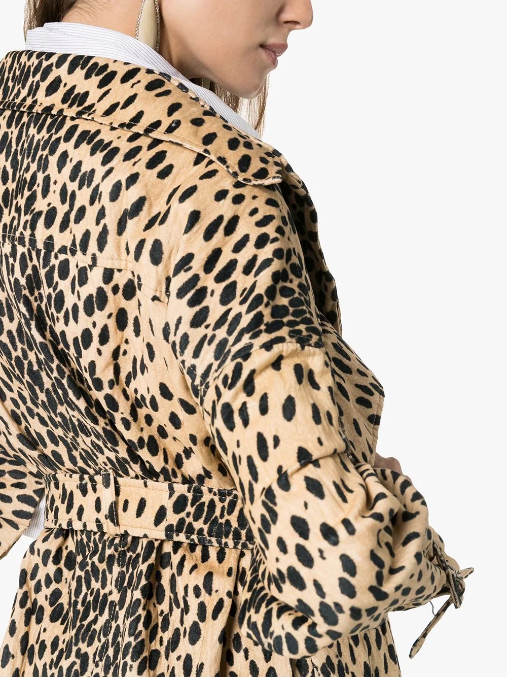 leopard-print belted trench coat - 5