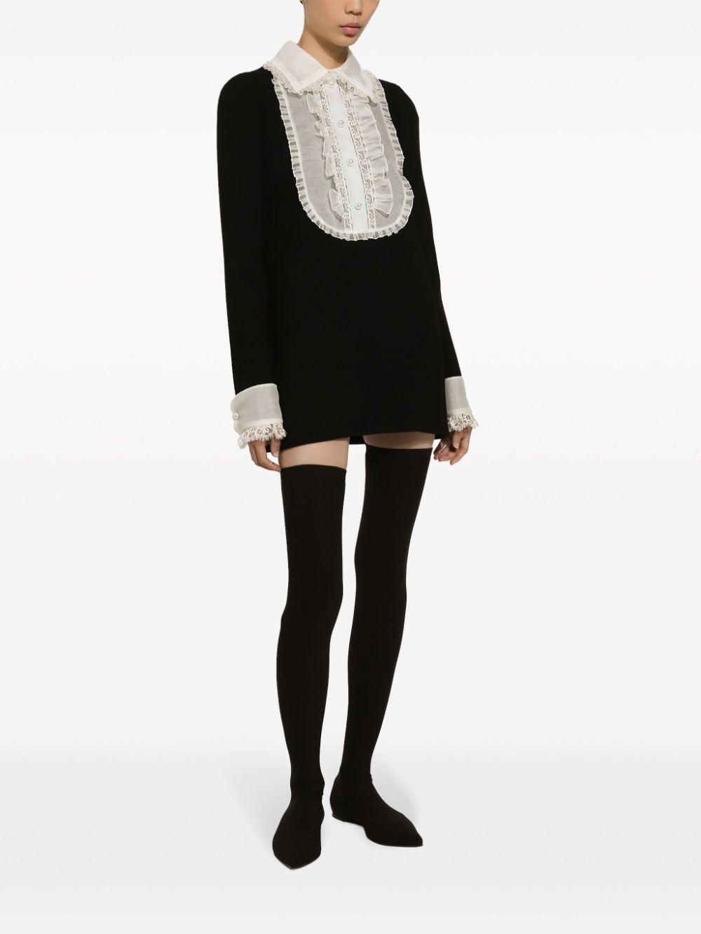 bib-collar virgin wool-blend minidress - 3