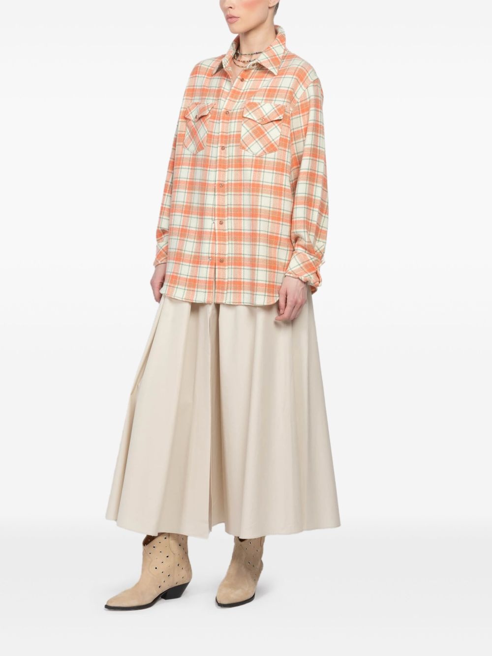 check-print cashmere overshirt - 6