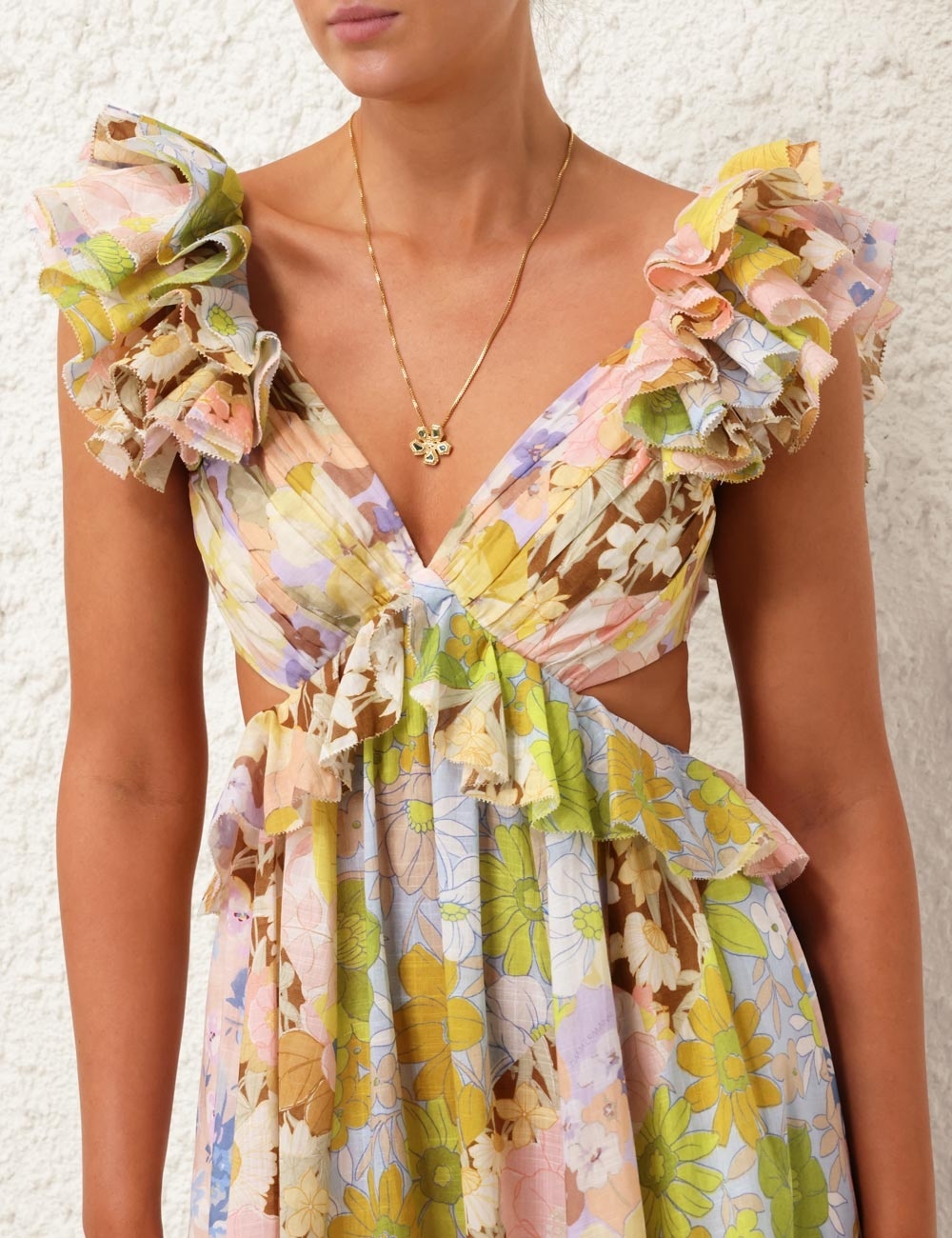 Ruffle sleeve midi dress sales