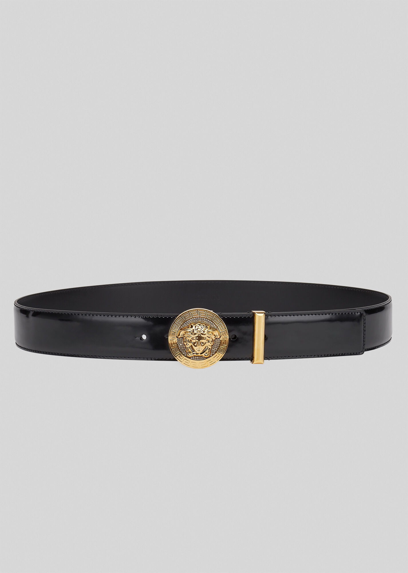 Medusa Leather Belt with Crystals - 1