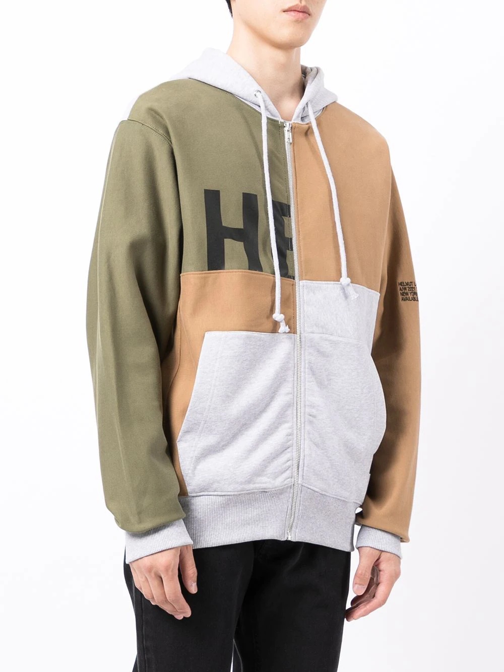 multi-panel drawstring hoodie - 3