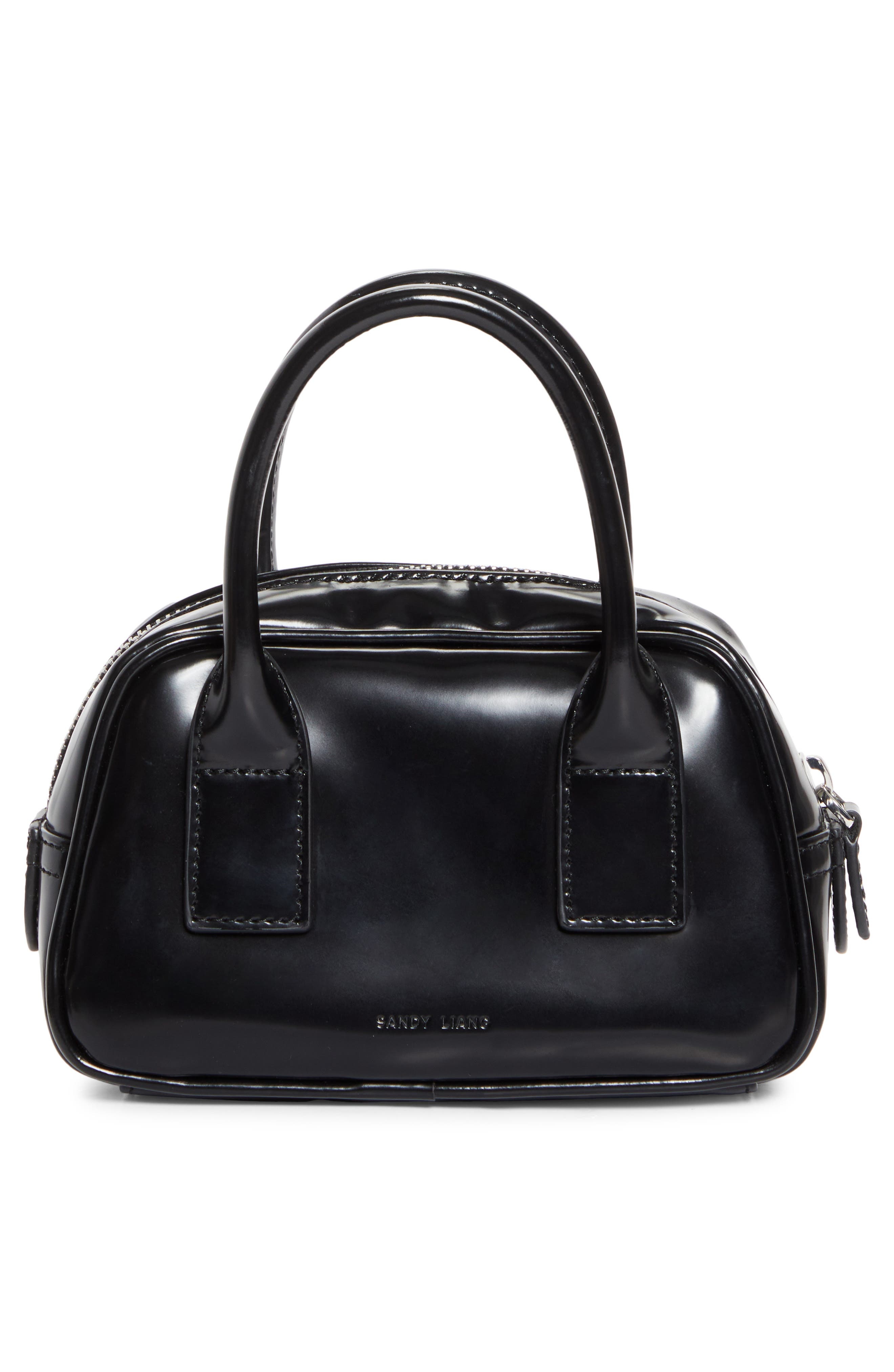 Sandy Liang Secure Leather Top Handle Bag in Black at Nordstrom - 3
