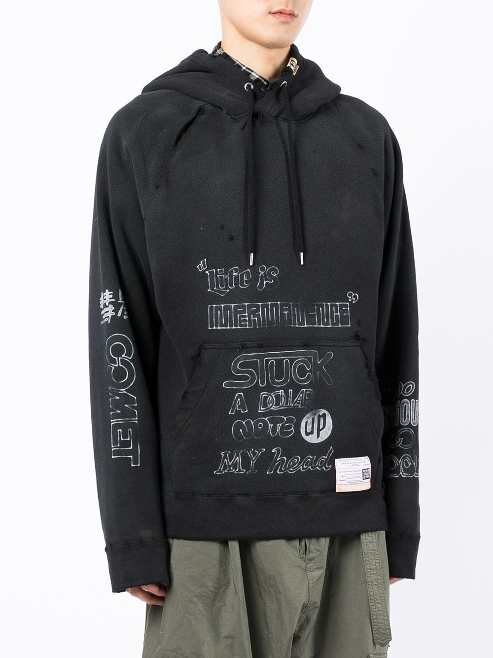 distressed-detail hoodie - 3