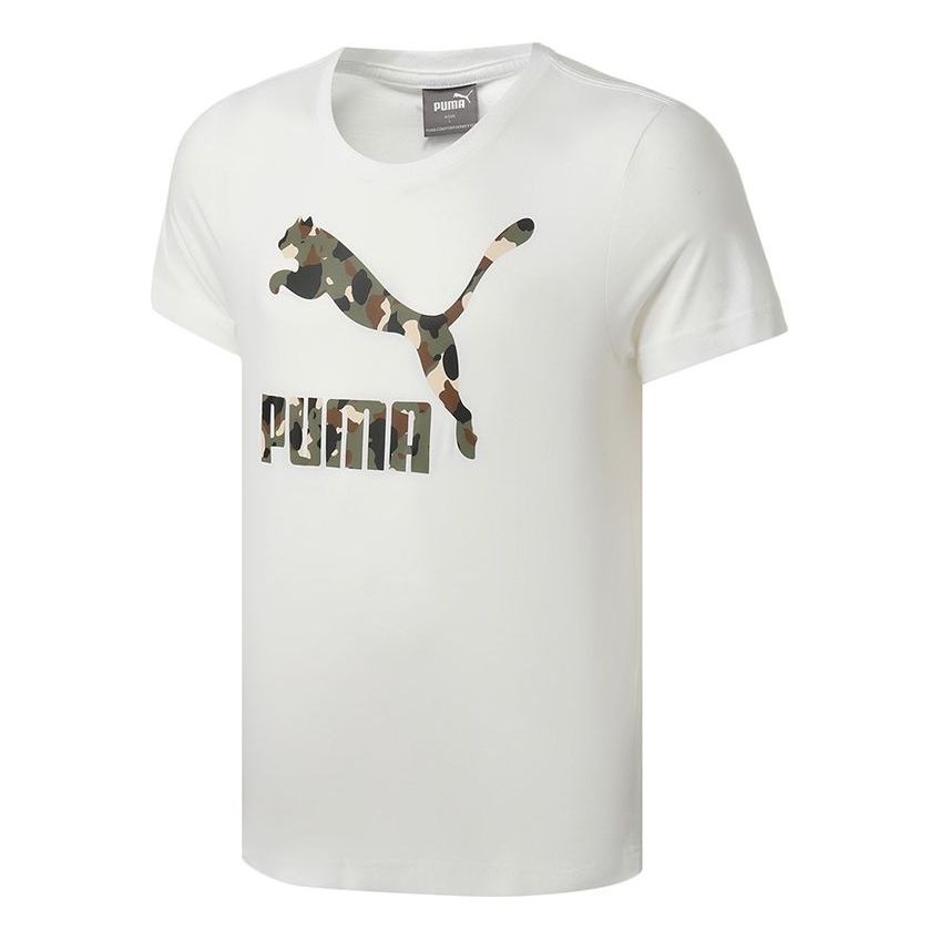 PUMA Logo Graphic T-Shirt 'White Green Black' 588012-02 - 1