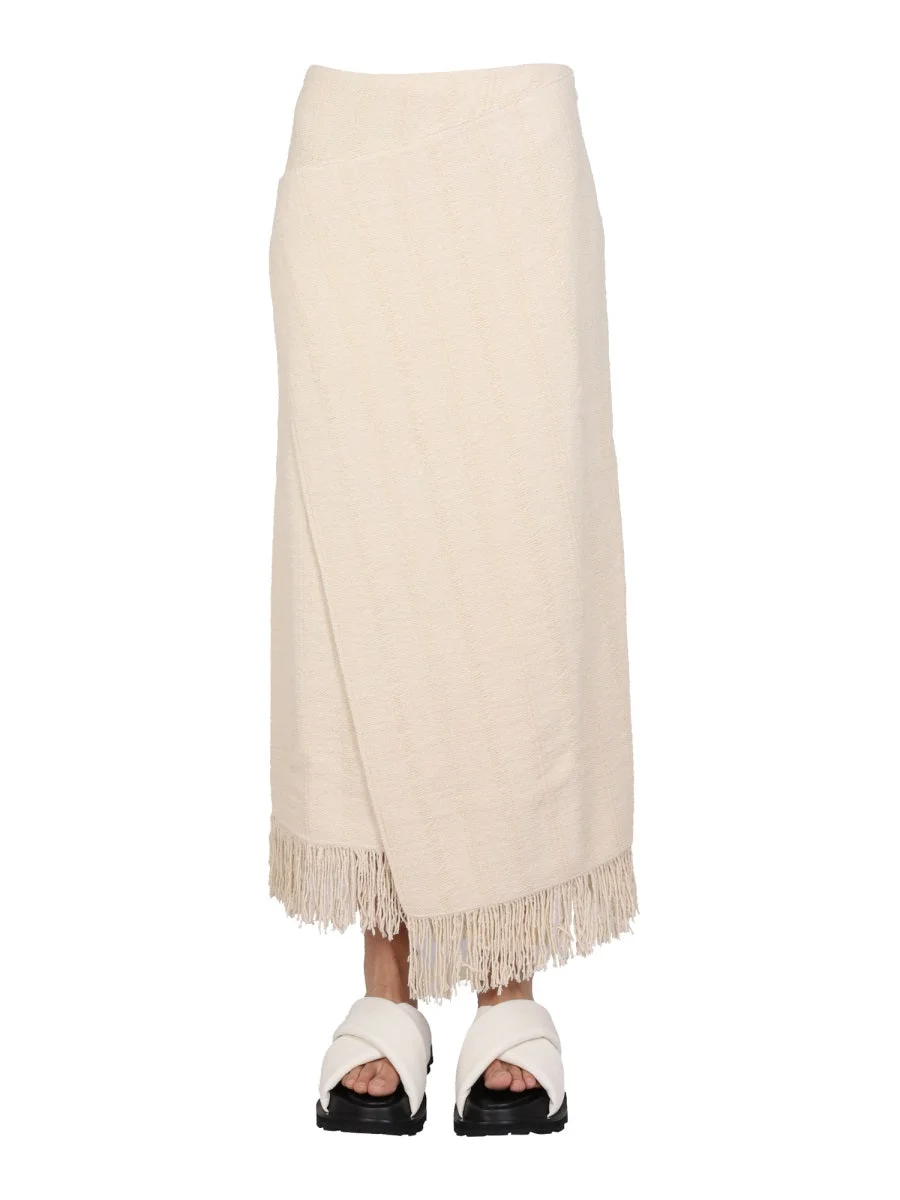 JIL SANDER Fringed Wrap-effect Midi Skirt - 1