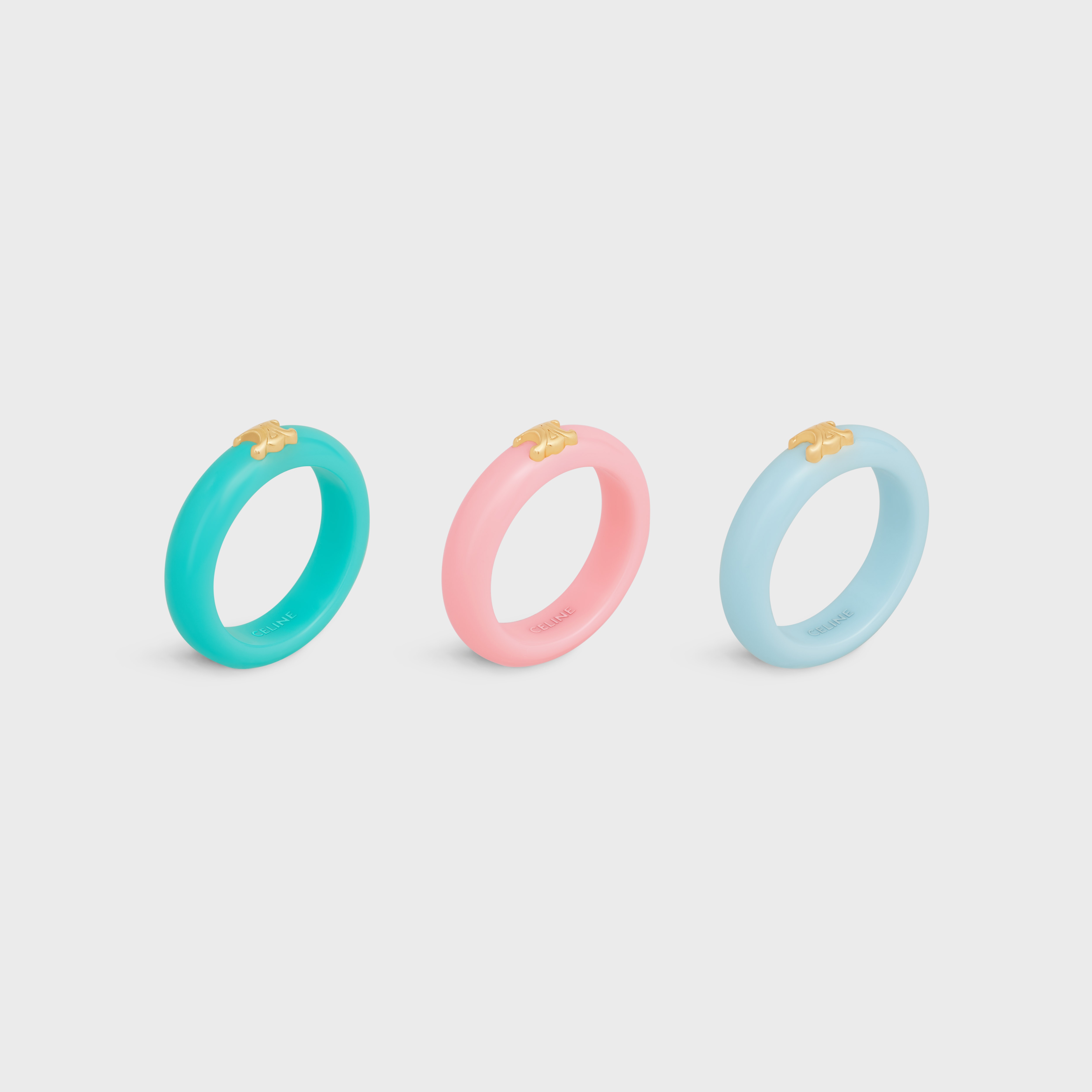 Celine Baby Set of 3 Rings in Brass with Gold Finish and Plexiglass - 2