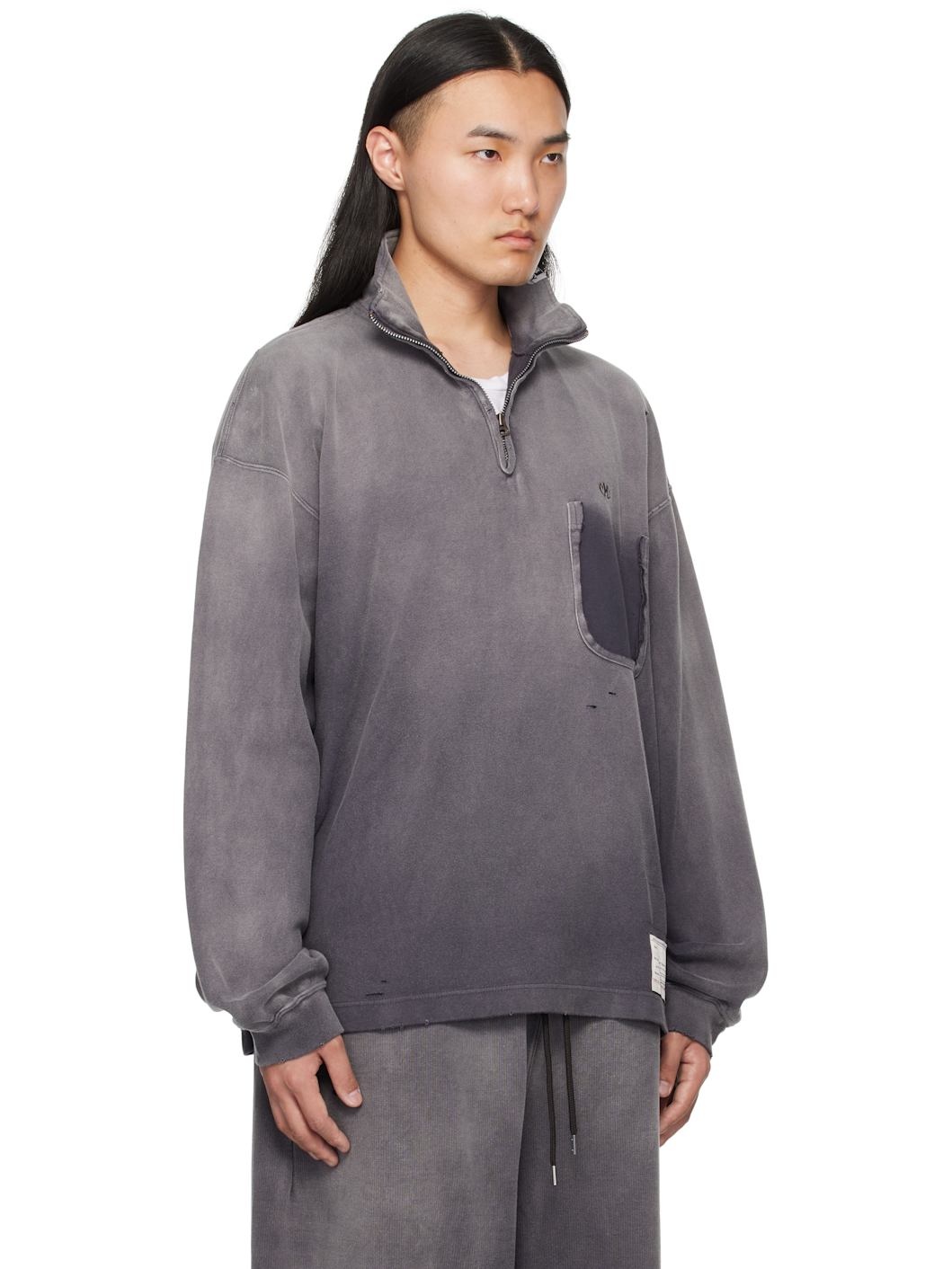 Black Sun Faded Quarter Zip-Up Sweatshirt - 2