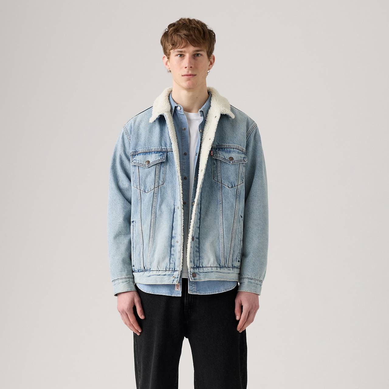 RELAXED FIT SHERPA TRUCKER JACKET - 2