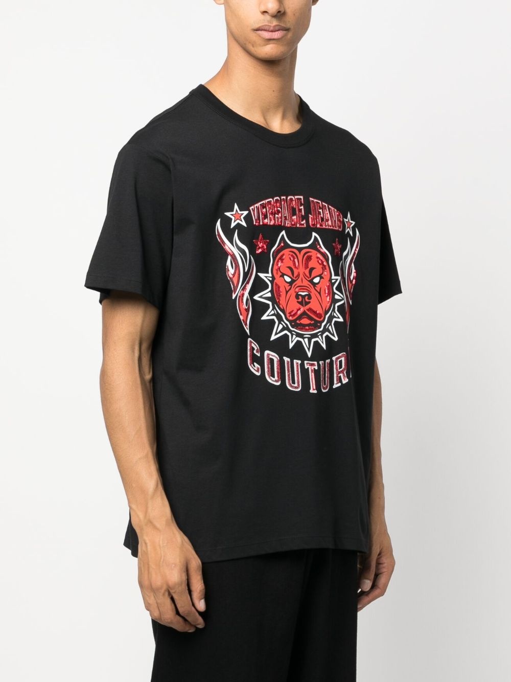 sequin-embellished logo T-shirt - 3
