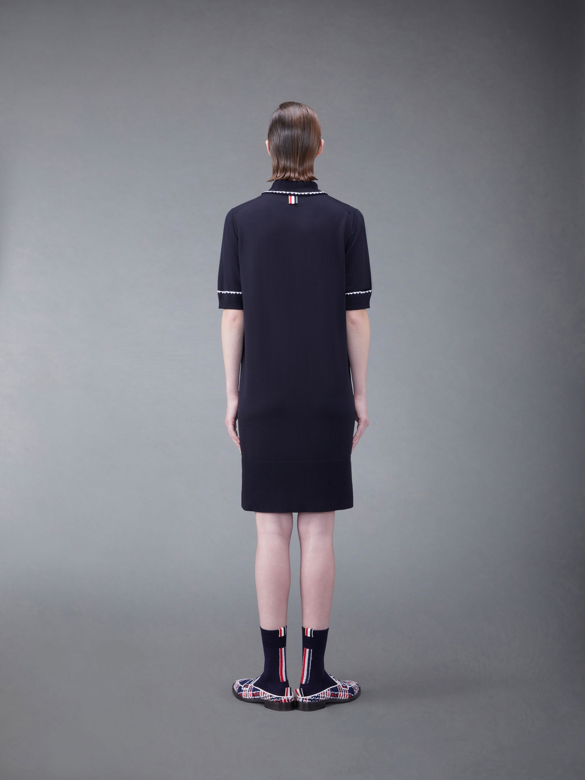 Silk Cotton Jersey Embroidered Short Sleeve Polo Dress - 3