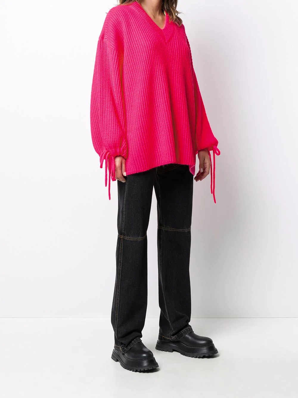 drawstring sleeves oversize jumper - 3