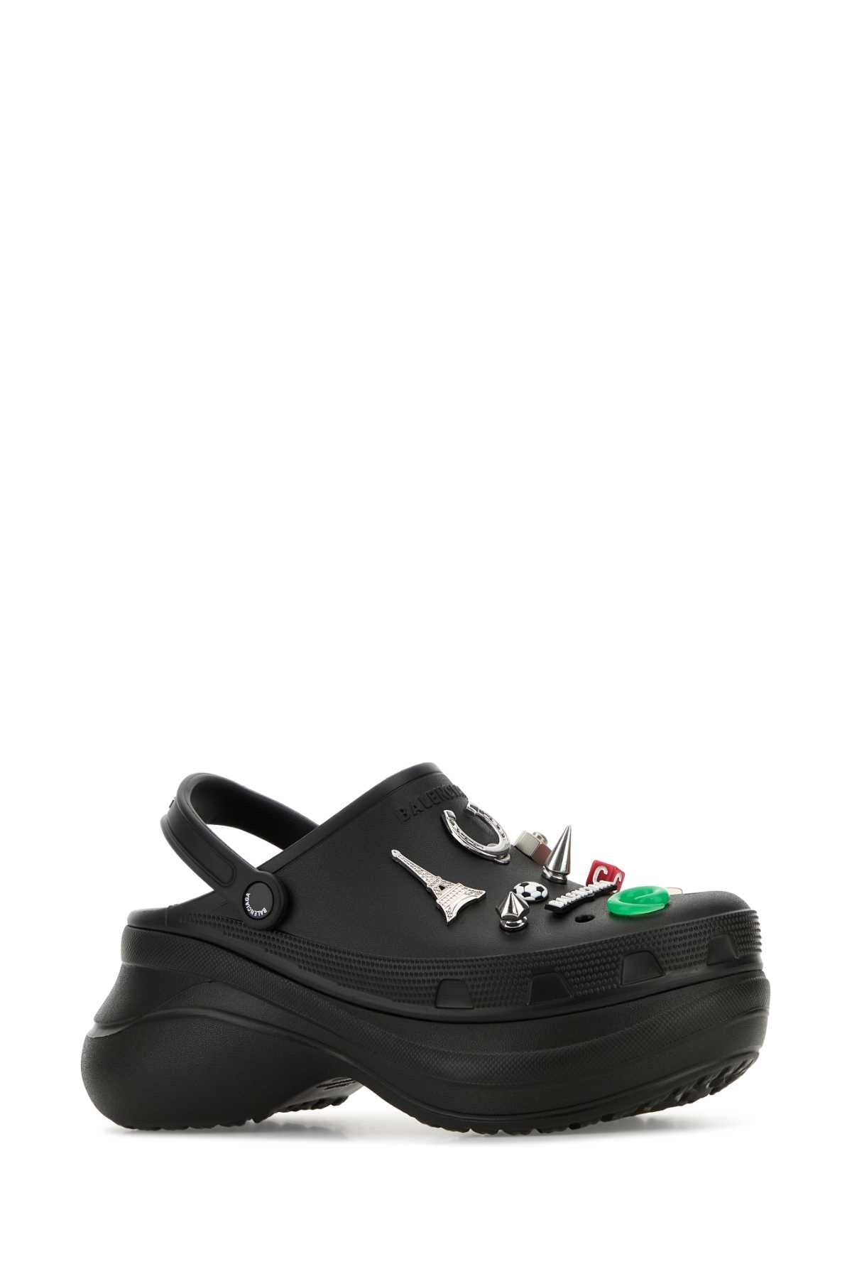 Balenciaga Men Black Rubber Balenciaga X Crocsâ„¢ Mules - 2
