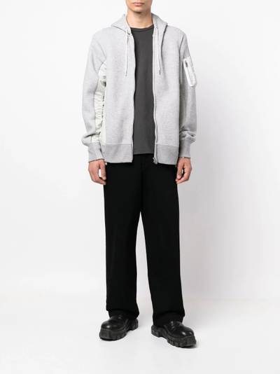 sacai panelled zip-up hoodie outlook