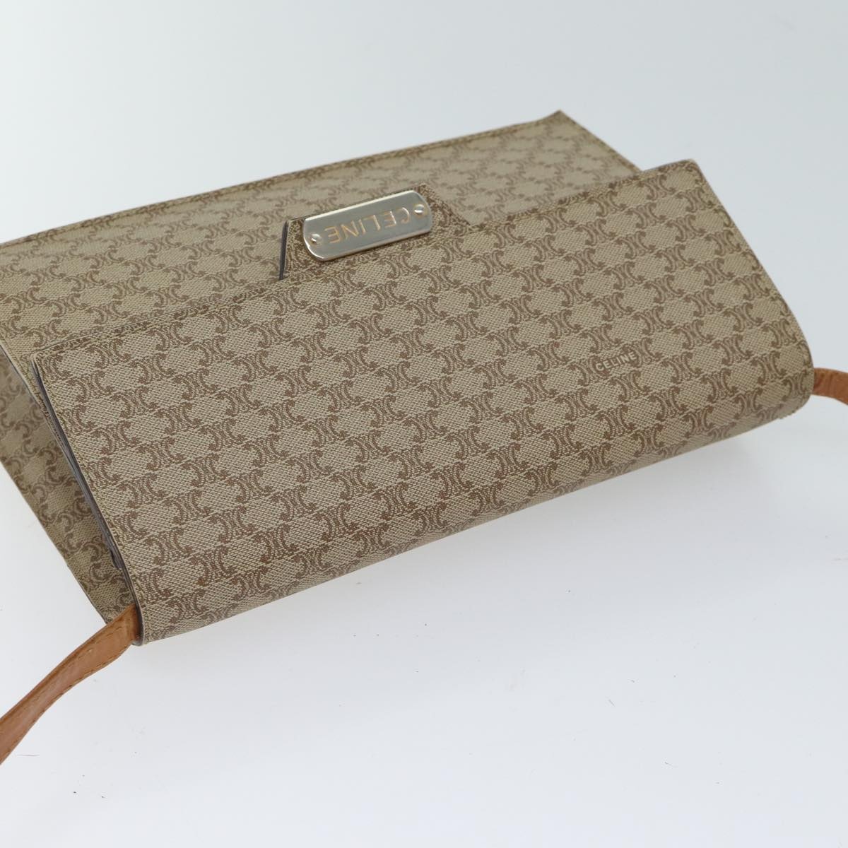 CELINE Macadam Canvas Shoulder Bag Coated Canvas Beige - 6