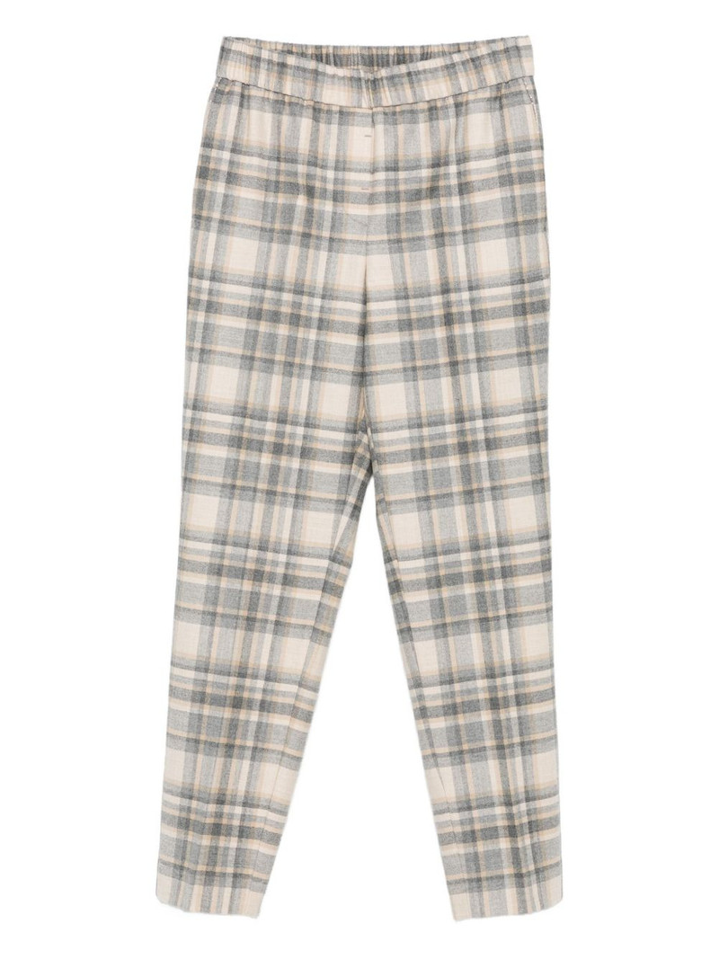 checked elastic-waist trousers 1