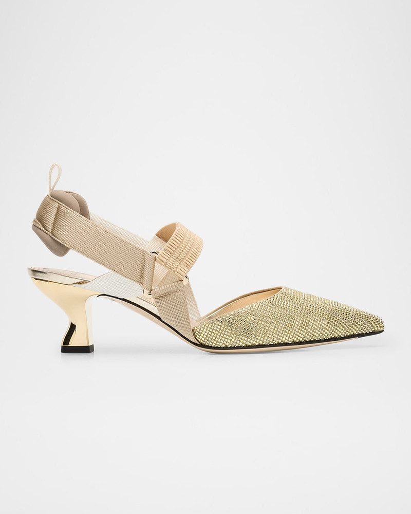 55mm Colibri FF Embellished Satin Slingback Pumps 1