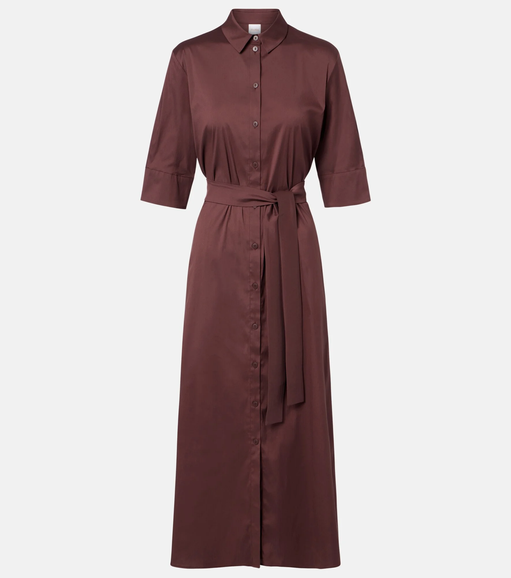 Cognac cotton-blend midi dress - 1