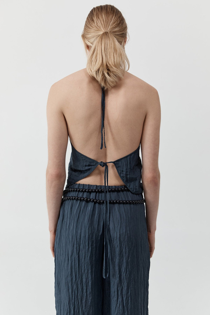 Crinkle Halter Top - Ink 4