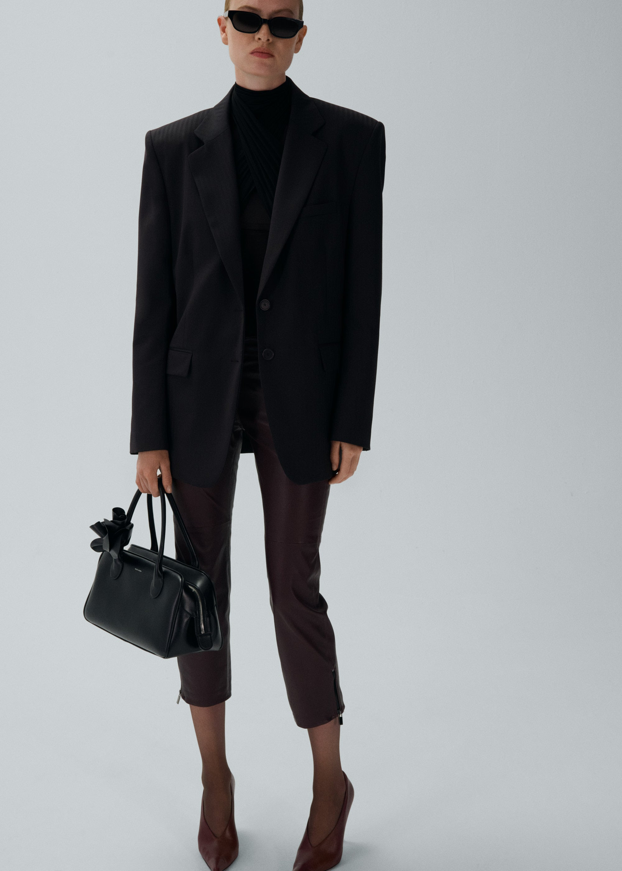 Classic oversized blazer in violet stripes - 6