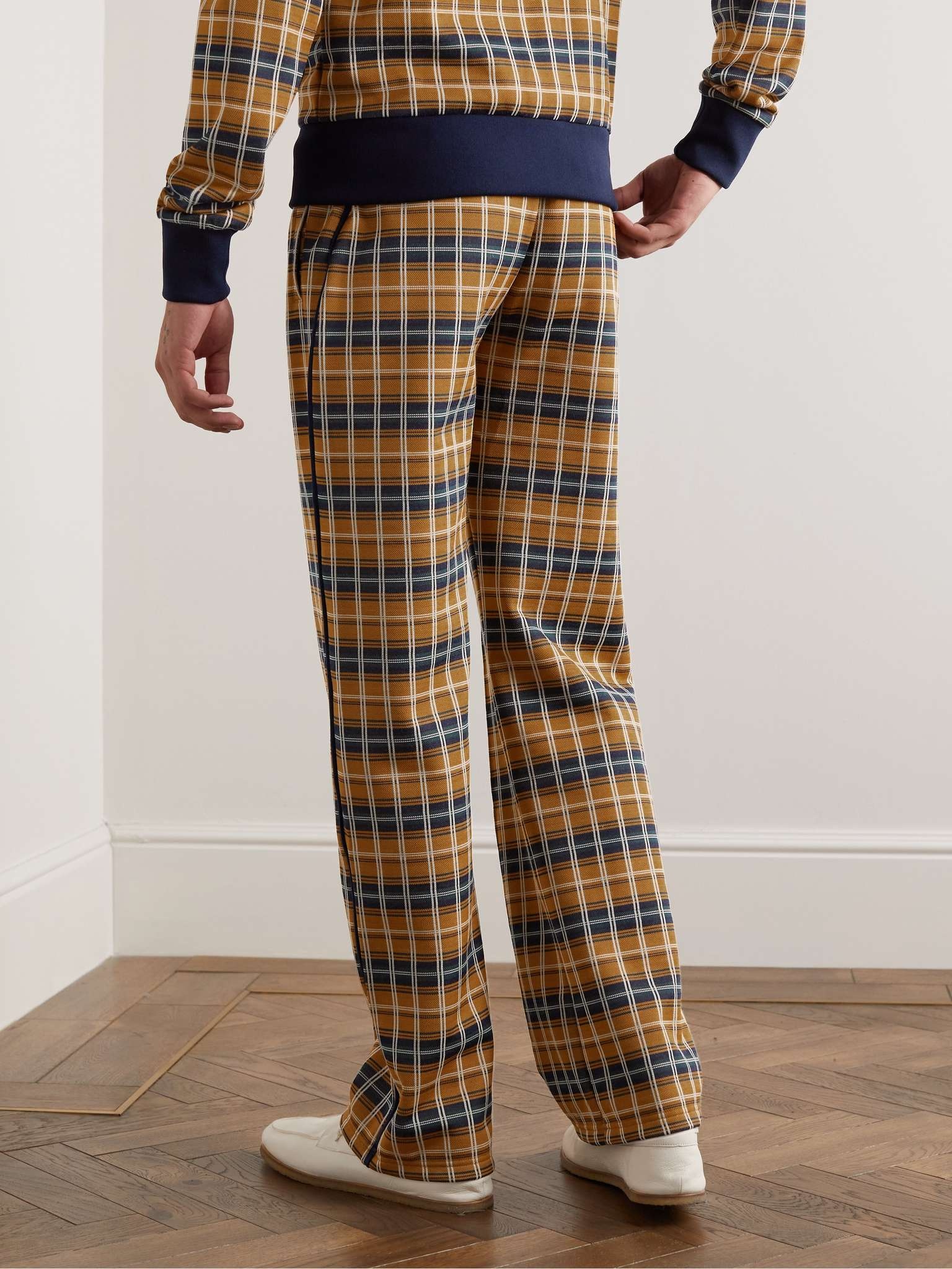 Straight-Leg Checked Recycled-Jersey Track Pants - 4