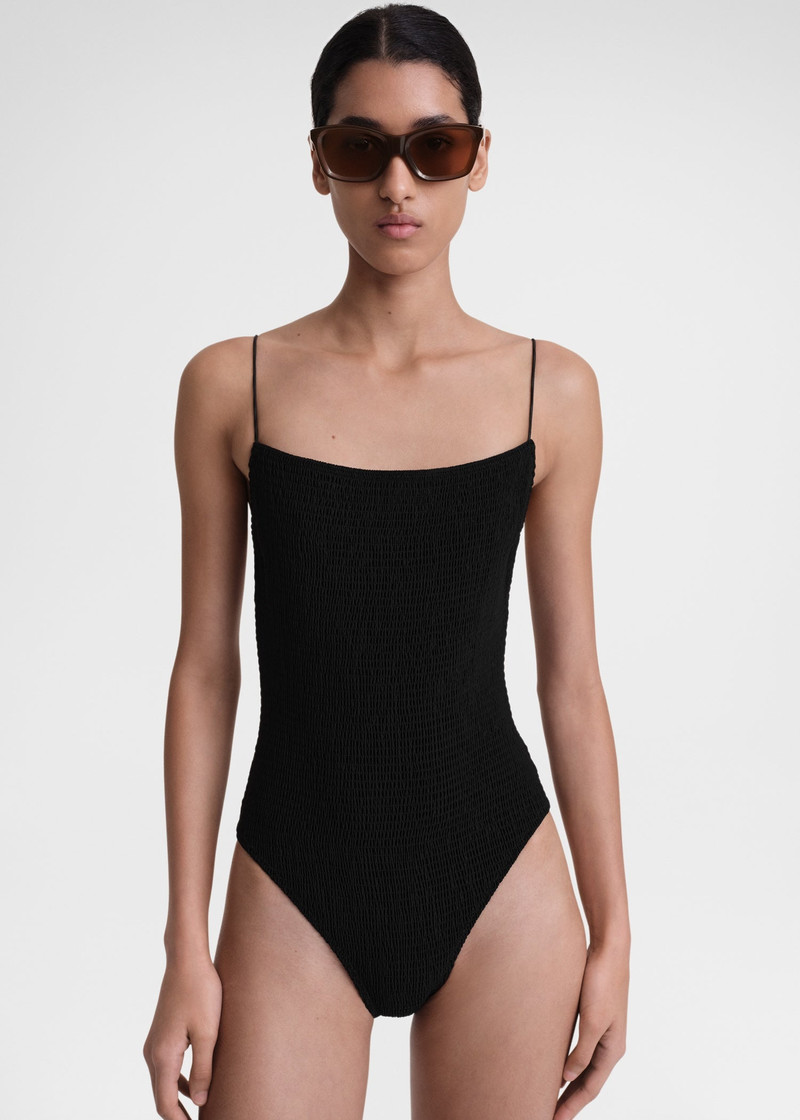 Smocked swimsuit black 5