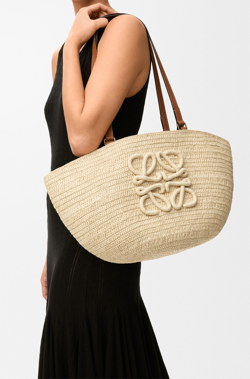 Medium Eclipse basket in raffia and calfskin 3
