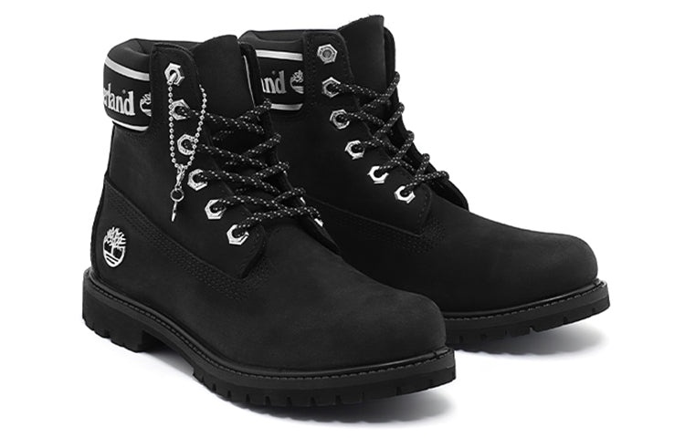 (WMNS) Timberland 6 Inch Premium Waterproof Boots 'Black Nubuck Logo' A41CXW - 4