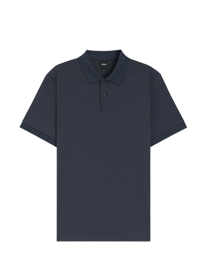 textured short-sleeved polo shirt 1