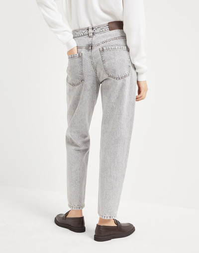 Brunello Cucinelli Authentic denim baggy trousers with shiny tab outlook