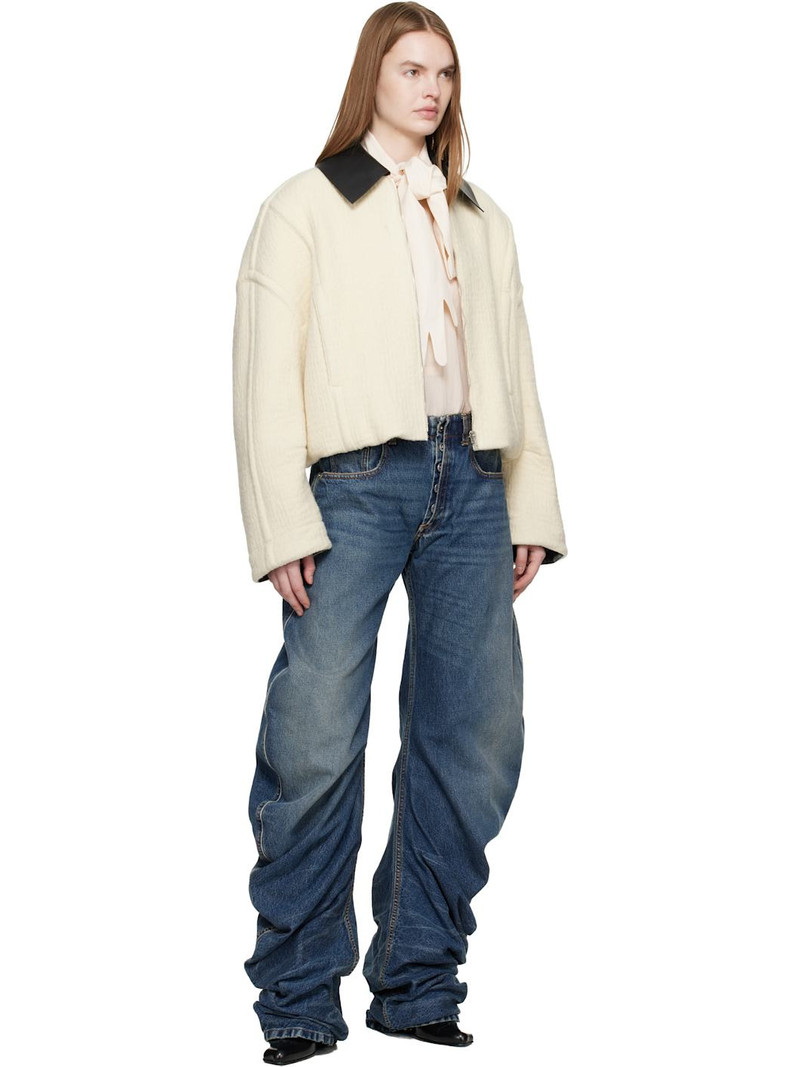 Jean Paul Gaultier Off-White Heavy Wool Bomber Jacket outlook