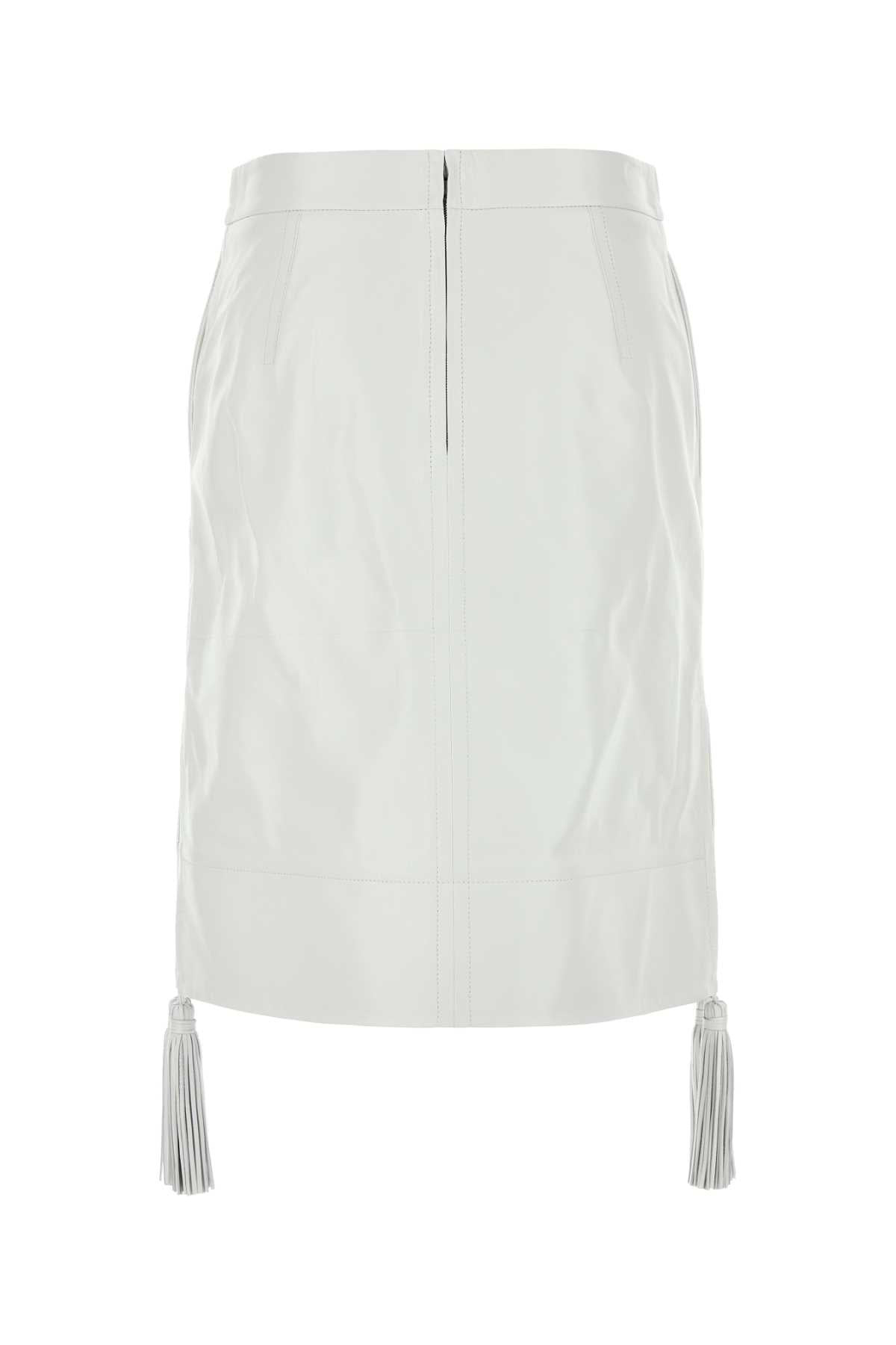 Bottega Veneta Women White Leather Skirt - 2