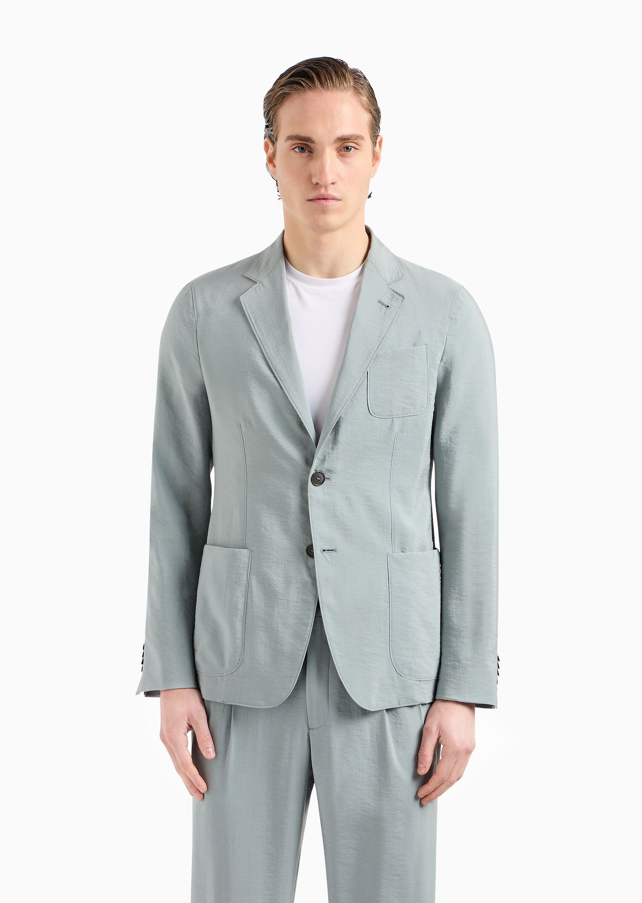 Upton Line single-breasted jacket in a silk-blend twill - 2
