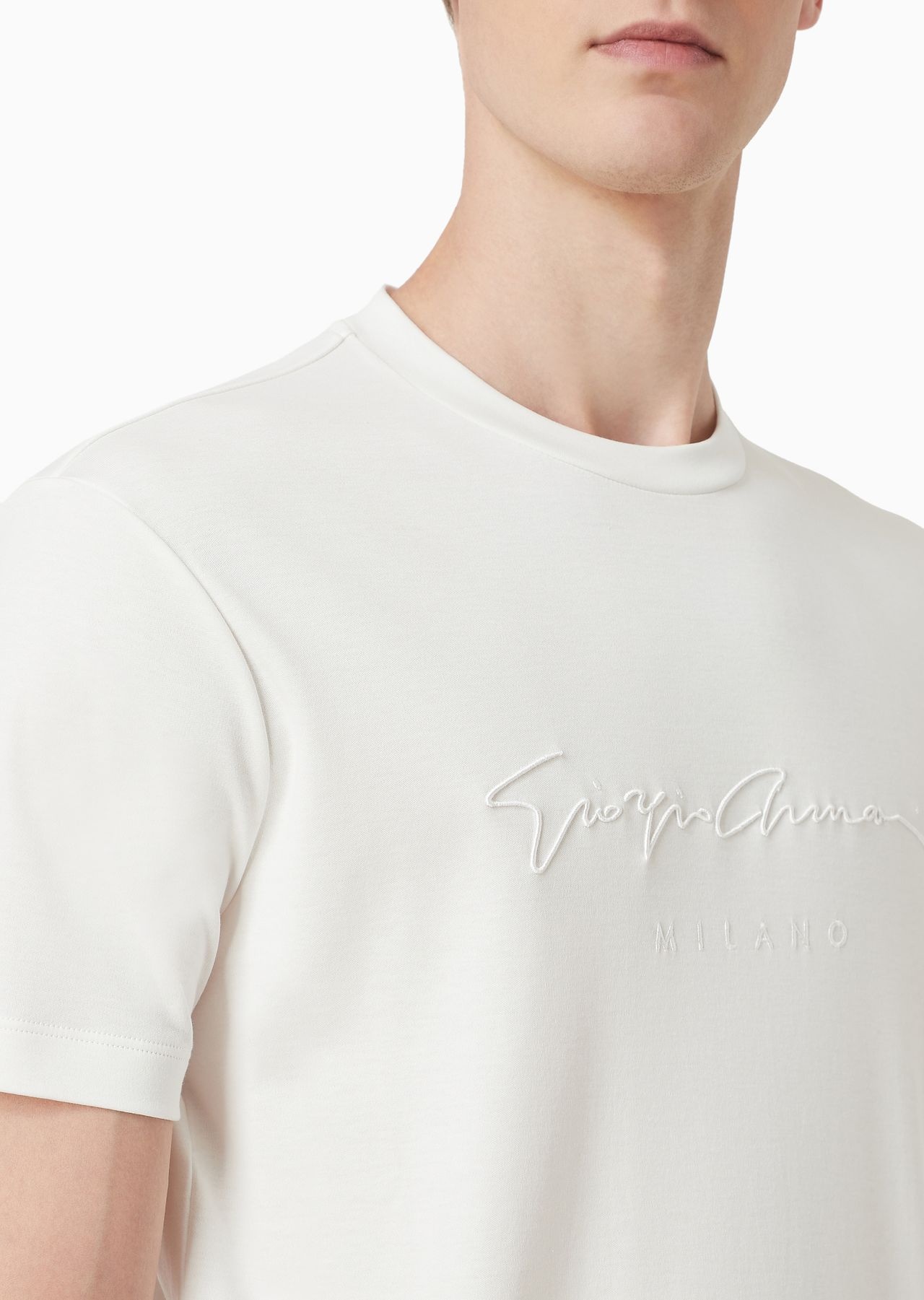 Pure cotton interlock T-shirt with embroidered logo - 6