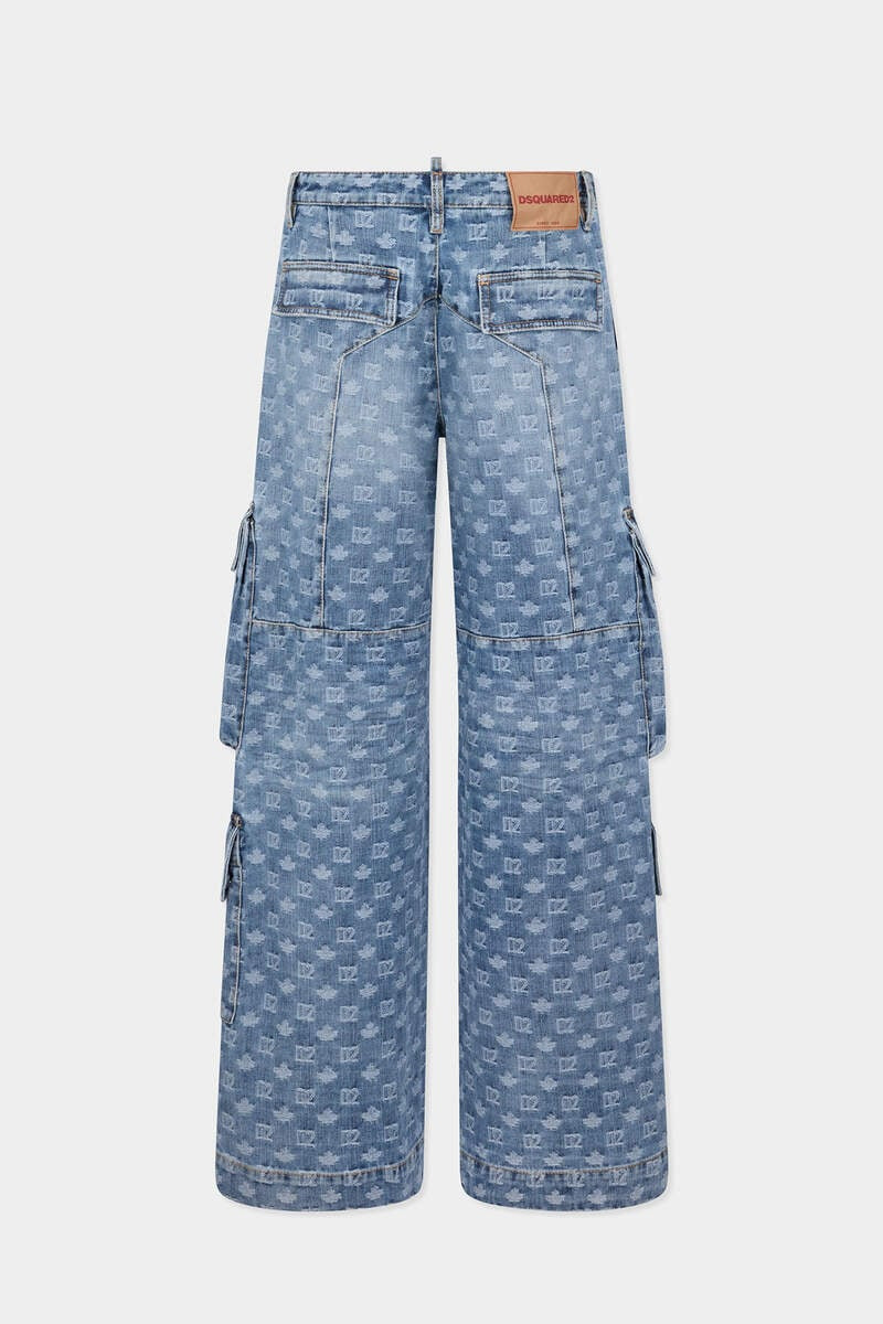 DSQUARED2 D2 MONOGRAM LIGHT WASH CARGO JEANS outlook