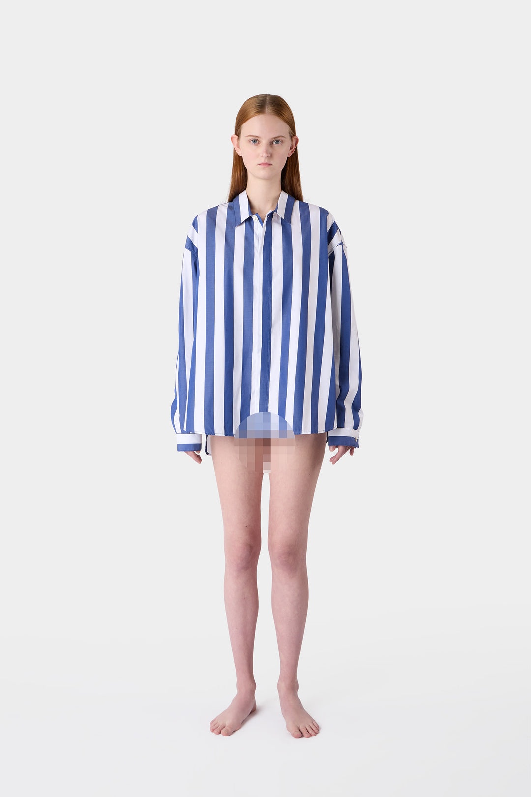 OVER SHIRT / dark blue & white stripes - 5