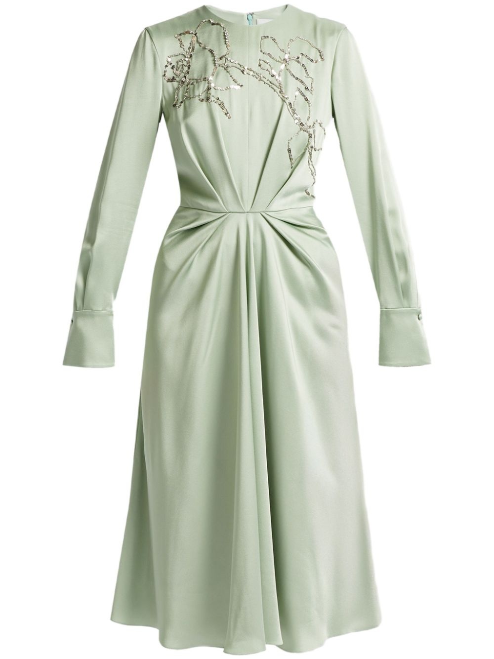 long-sleeve draped midi dress - 1