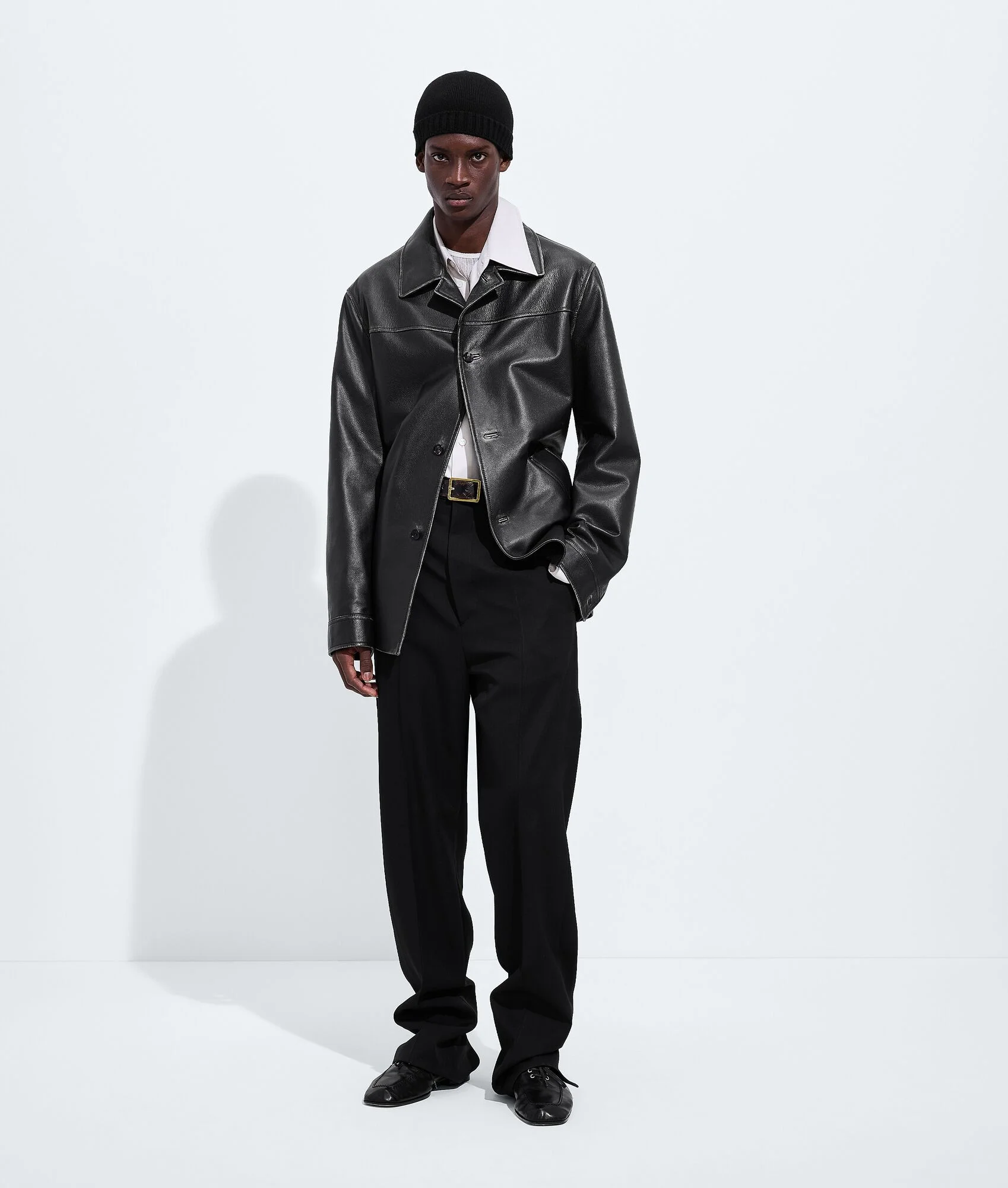 Weathered Leather Coat - 1
