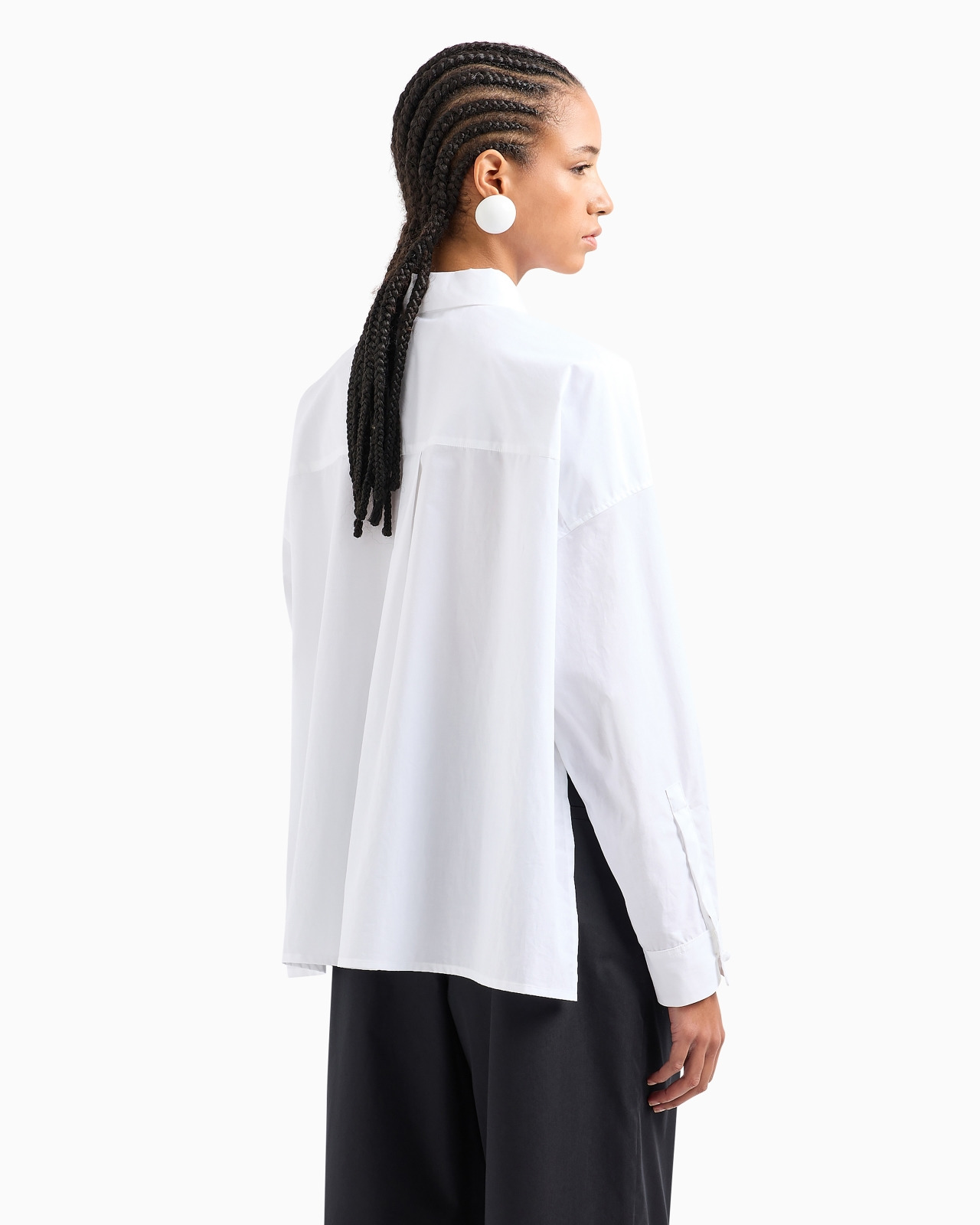 Poplin shirt with asymmetric hem and patch pocket - 3