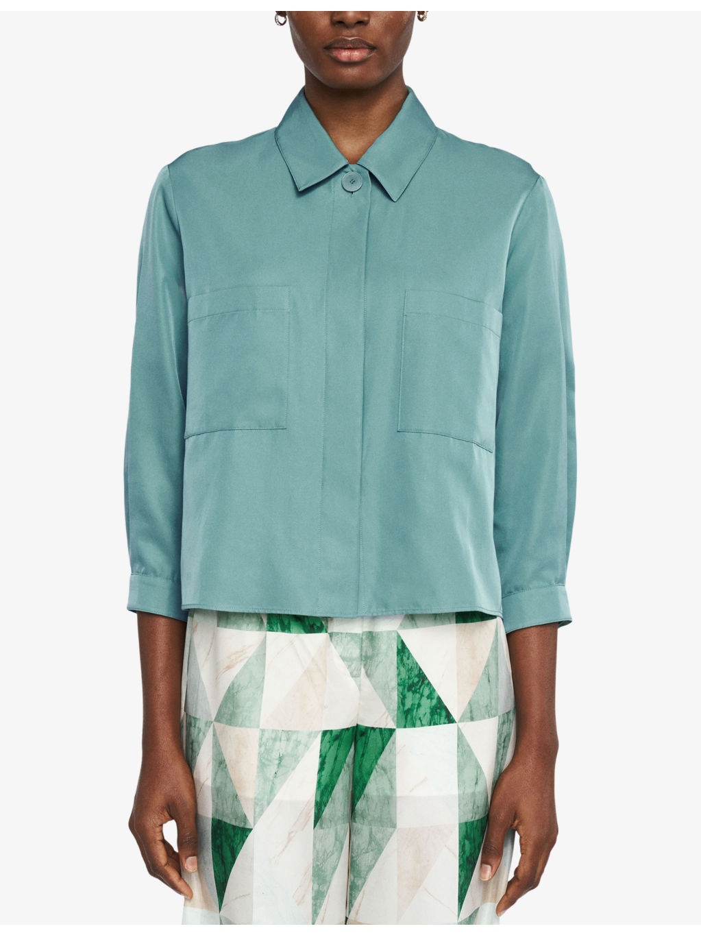 Satie Patch-Pocket Relaxed-Fit Cotton And Silk-Blend Shirt - 3