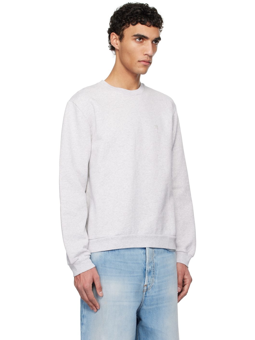 Gray Crew Neck Fleece Sweatshirt - 2