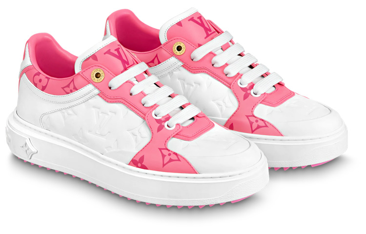 (WMNS) LOUIS VUITTON Time Out Sneakers 'White and Pink Monogram' 1AB33E - 2
