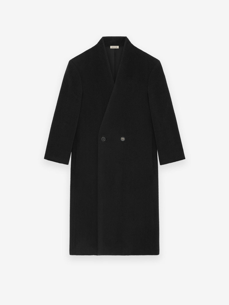 Alpaca Herringbone Lapelless Coat 1