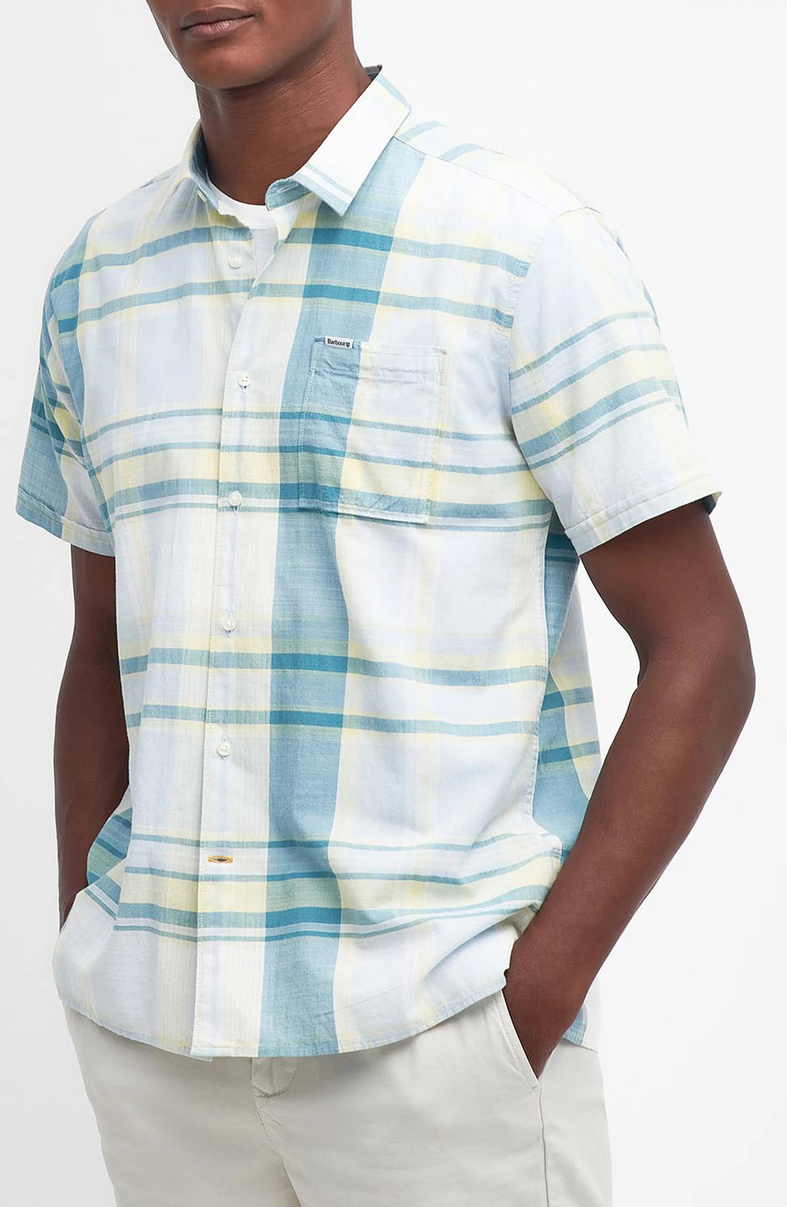 Swinton Regular Fit Plaid Short Sleeve Cotton Button-Up Shirt - 1