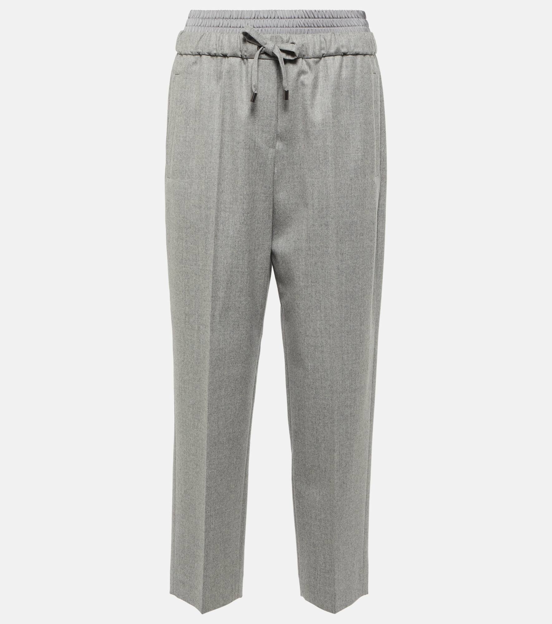 Wool flannel straight pants - 1