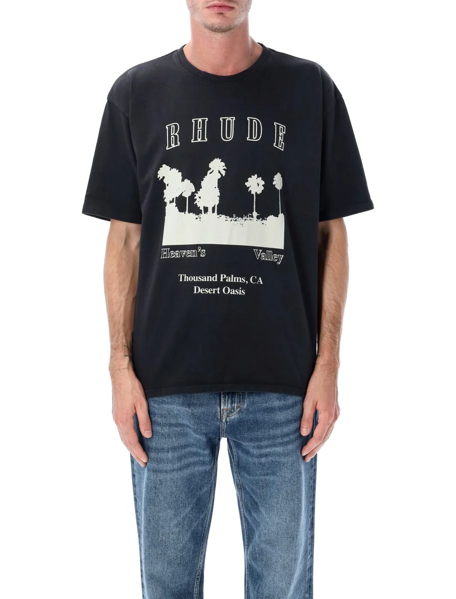 Rhude Thousand Palms Cotton Graphic T-Shirt - 1
